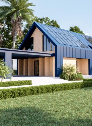 Maison moderne avec panneaux solaires