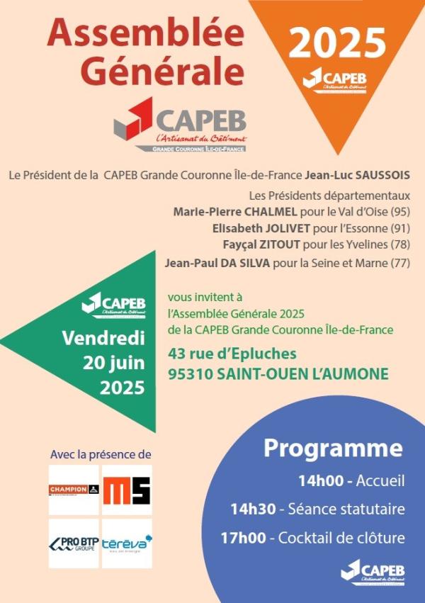 INVITATION ASSEMBLEE GENERALE CAPEB GC IDF 2025