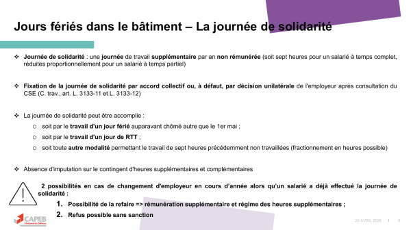 Focus sur la journée de solidarité.